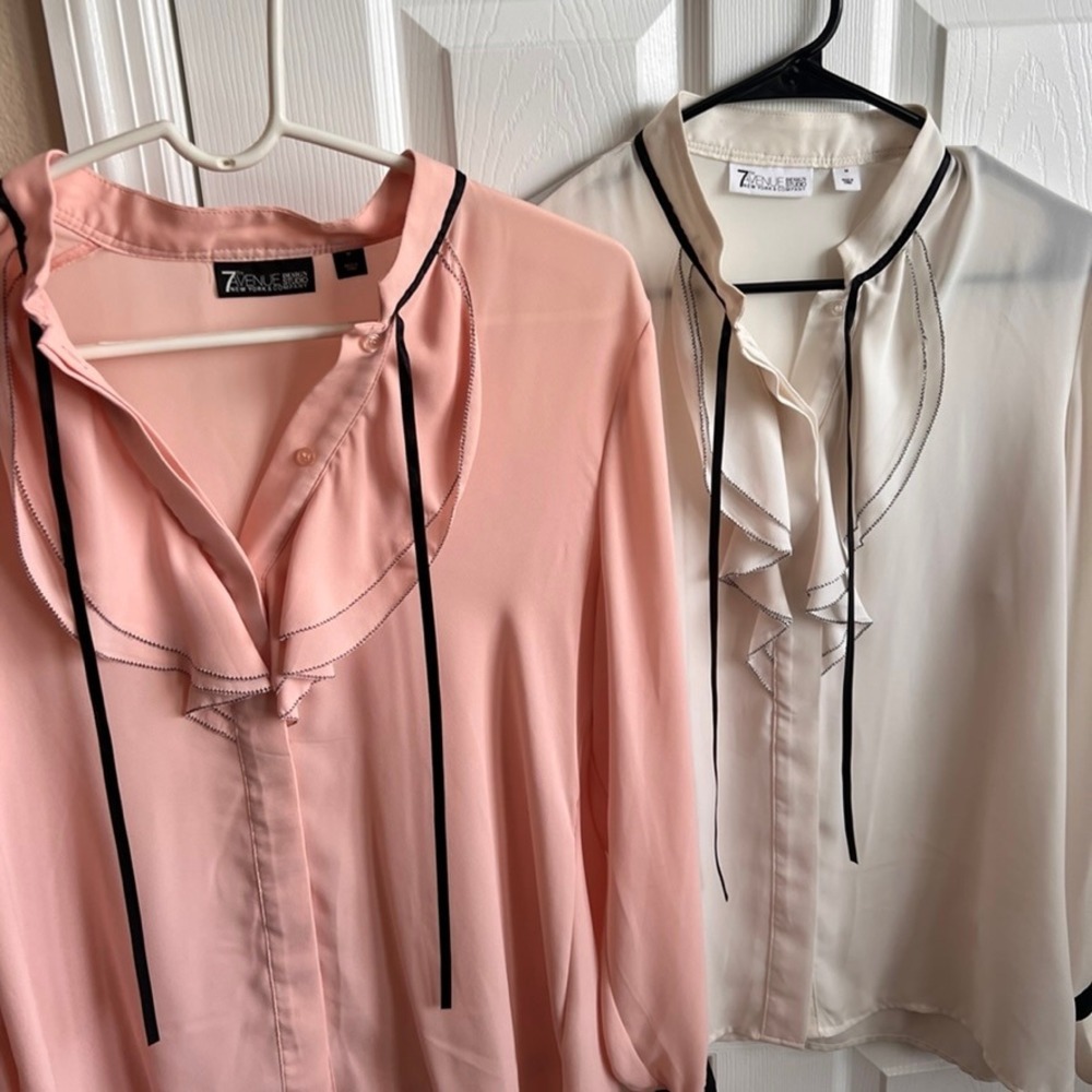 7th Avenue Ruffle Blouse Bundle Top Long Sleeve Dressy‎ Career Blouse Ladies M